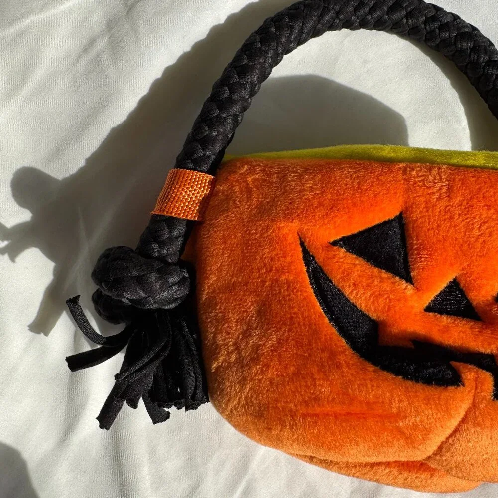 NWT Bark Box Dog Toy PUPKIN PAIL, Pumpkin Trick or Treat Bag, Orange, Size S-L